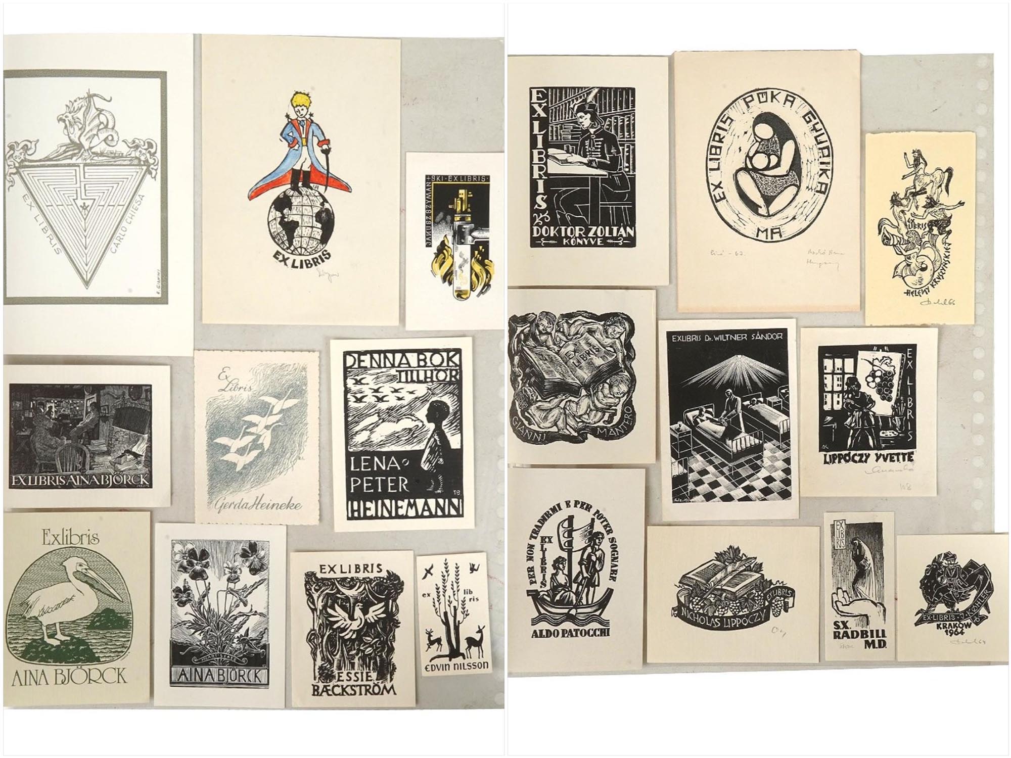 MIDCENTURY EUROPEAN BOOK PLATE COLLECTION, 39 PCS PIC-1